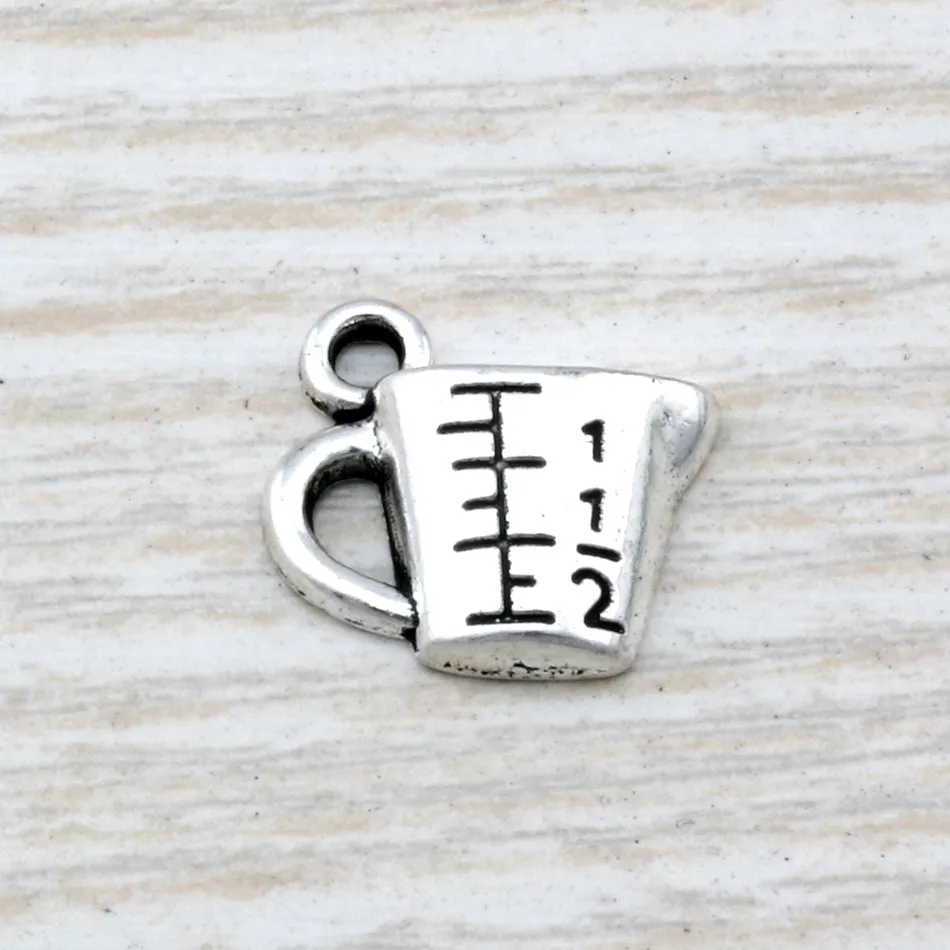 MIC 200st Ancient Silver Zink Eloy Measuring Cup Charm Pendants 14x 13 5mm DIY Jewelry A-1052520