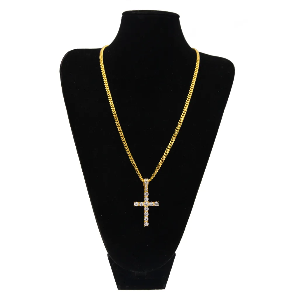 Мужчины Hiphop Jewelry New Style Class Classic Cross Colnecle Pendant Full Iced Out Crystal Dutones Crux Drop 318H