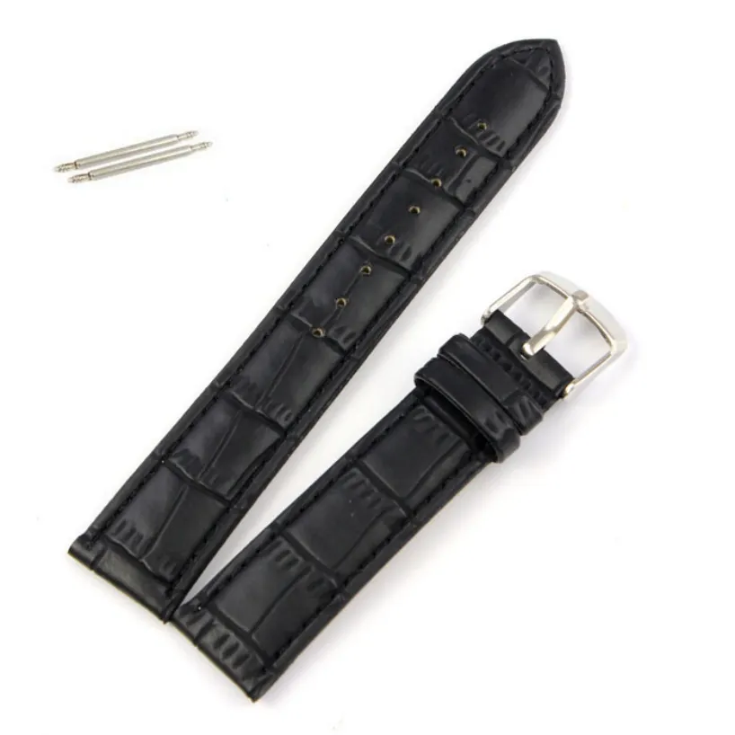 Whole-Essential Noir Marron Haute Qualité Doux Sweatband PU Bracelet En Cuir Boucle En Acier Montres Bande Largeur18mm 20mm 22mm2476