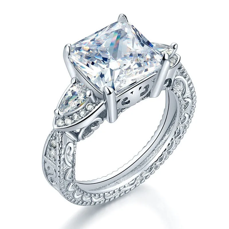 Maat 5 6 7 8 9 10 Gloednieuwe Vrouwen Mode-sieraden Hart Cut 925 Sterling Zilver Witte Saffier CZ diamant Vrouwen Wedding Band Rings3281