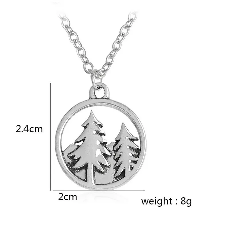 Everfast mode neige montagne forêt arbre de noël pendentif charme collier soeurs filles enfants famille cadeau 229258E