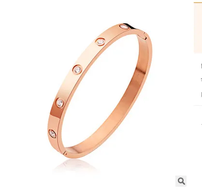 amostra grátis * pulseira de aço inoxidável pulseiras homens jóia do corpo zircão pulseira de Top qualidade marca novas mulheres rosa pulseira de ouro