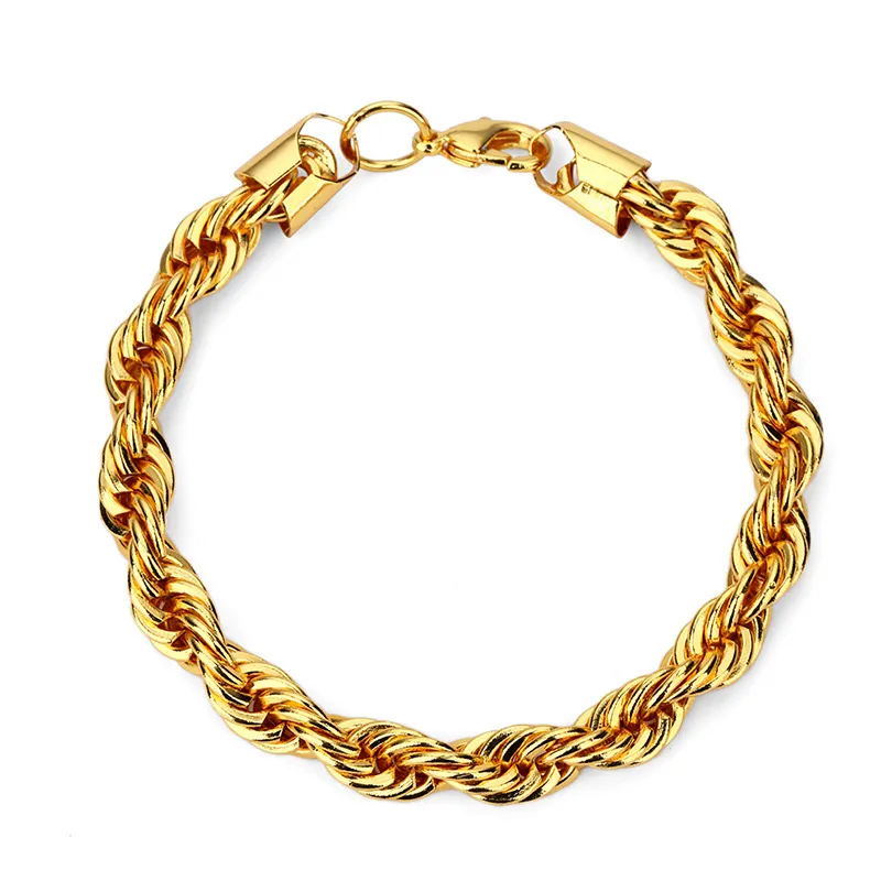 Top qualité Hip Hop corde chaîne collier Bracelet Rock rappeur ensembles de bijoux pour hommes femmes 75 cm 8mm 21 cm 8mm273g