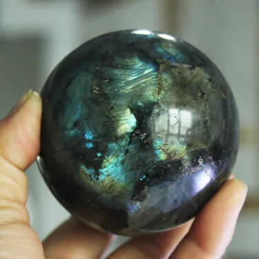 Natural Labradorite Crystal Sphere Ball Blue Orb Gem Stone250u