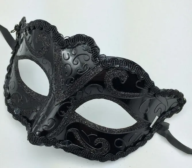 Maschere di Venezia nere Maschera feste in maschera Regalo di Natale Mardi Gras Costume da uomo Maschera da ballo donna con frange in pizzo sexy G563285U