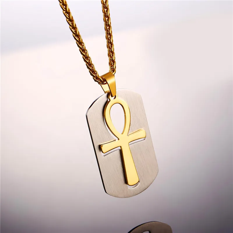 Schlüssel des Lebens Ankh ägyptische Halsketten-Anhänger-Edelstahl / 18K Gold überzog den Schlüssel des Nil-Kreuz-Schmucks