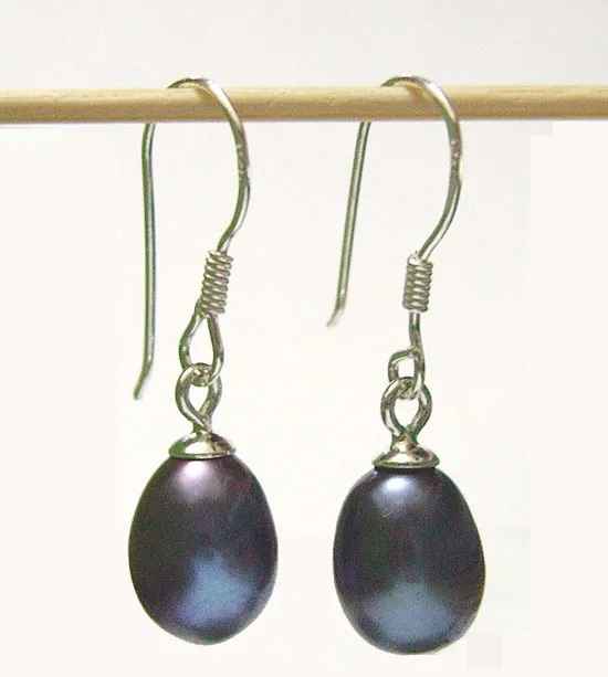 10 pares / lote Pendientes de perlas negras Gancho de plata Colgelar araña para mujer Regalo de moda Joyería de artesanía C0