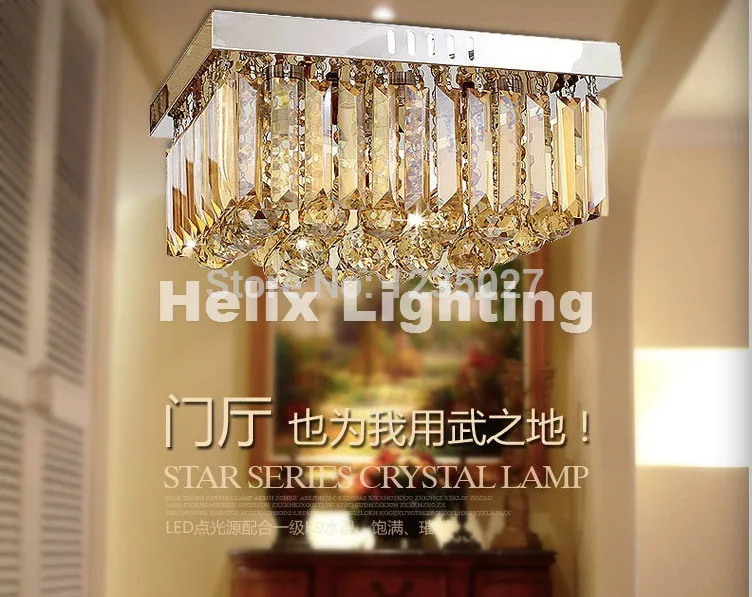 Newly Square LED Crystal Ceiling Lamp 3W Fixture Champagne Ceiling Light Lighting Lamp Flush Mount Guaranteed 100%
