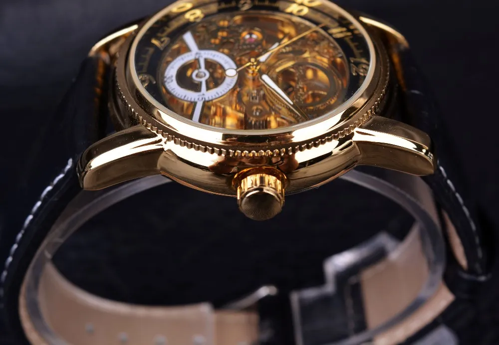 Forsiner Hollow Graving Skeleton Casual Designer Black Golden Case Gear Gears Mens Men Luxury Top Brand Automatic Watches 2831