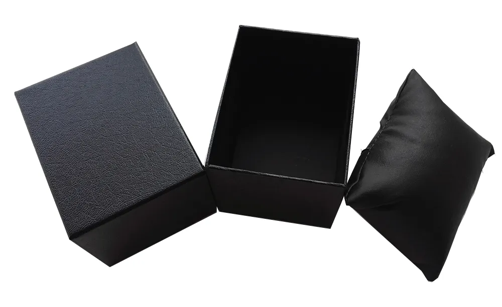 ジュエリーウォッチボックス用の黒い段ボールボックスカスタムロゴピロースペシャル全体の販売caixa para relogio saat kutusu chin2760