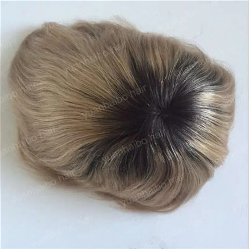 Omber Full Lace Toupee Brazilian Virgin Human Hair Piece T1B#/27 Two Tone Lace Unit For Men Silky Straight Fast Express Delivery