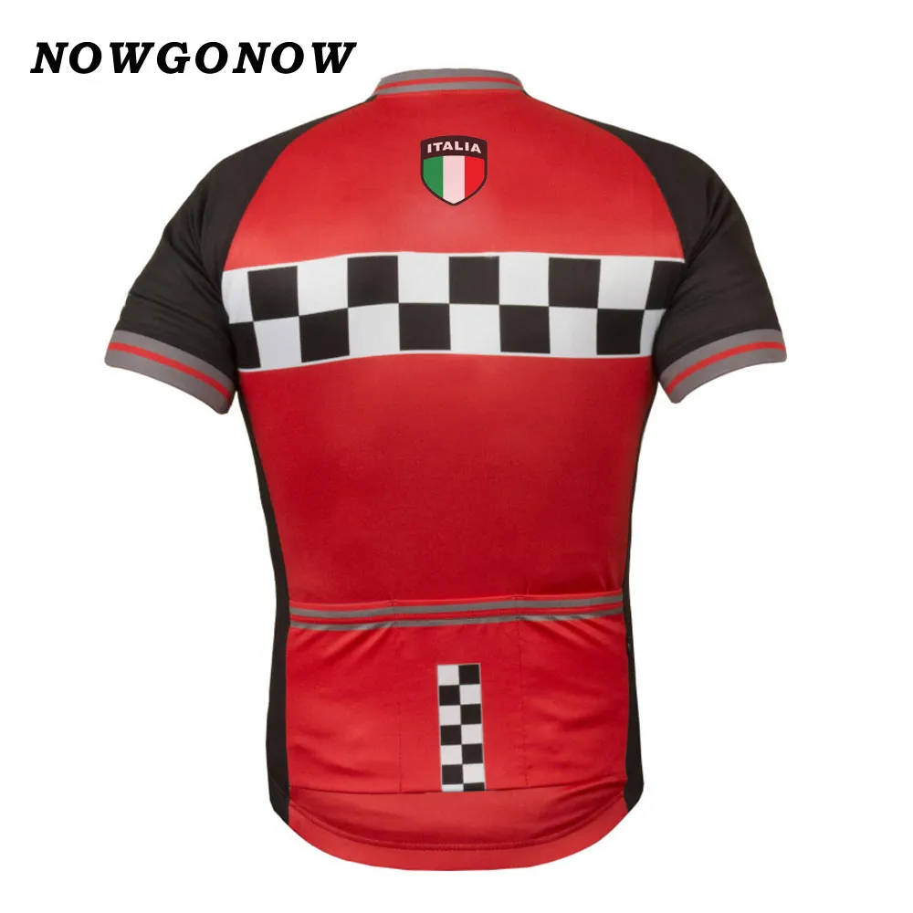Män 2018 Cycling Jersey Italy Italian Team Gray Black Red Blue Clothing Cykel Wear Racing Riding MTB Road Sportwear Tops National 4284Z