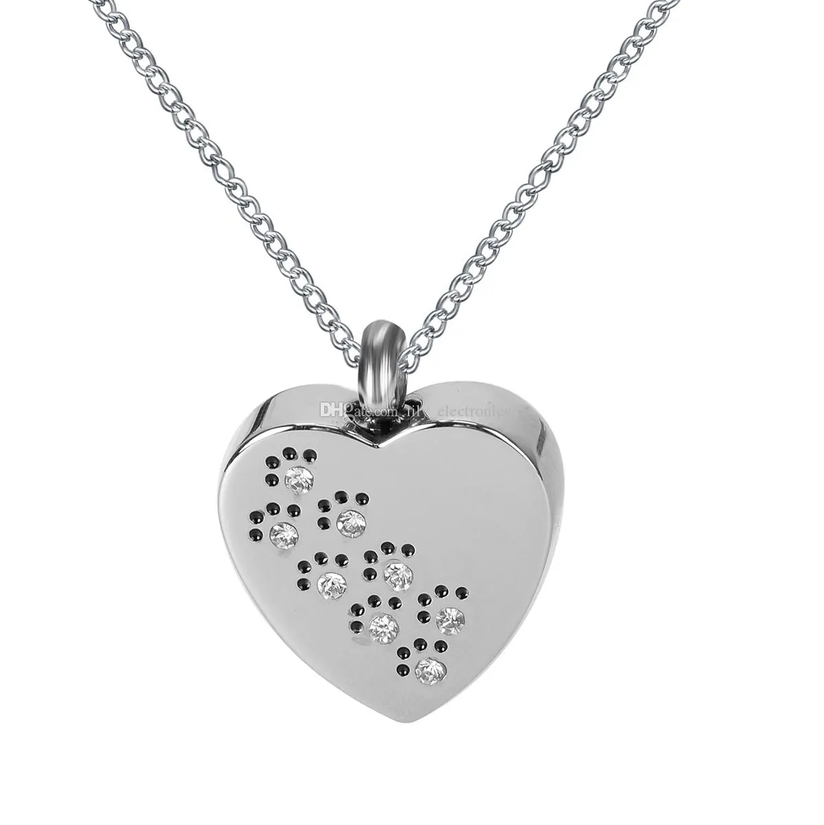 Lily Cremation Jewelry Puppy Pet Dog Paw Print Heart Necklace Memorial Urn Pendant Ashes With Present Bag och Chain309a