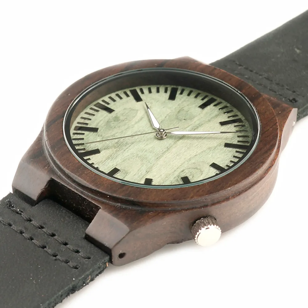 Bobo Bird B14 Vintage Drewniane zegarki Fasgion Wristwatch dla mężczyzn Zielona tarcza będzie prezentem dla przyjaciół328J