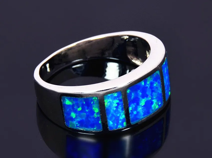 أزياء التجزئة الكاملة Fine Blue Fire Opal Ring 925 Silver Plated Jewelry for Women RMF16032601229H