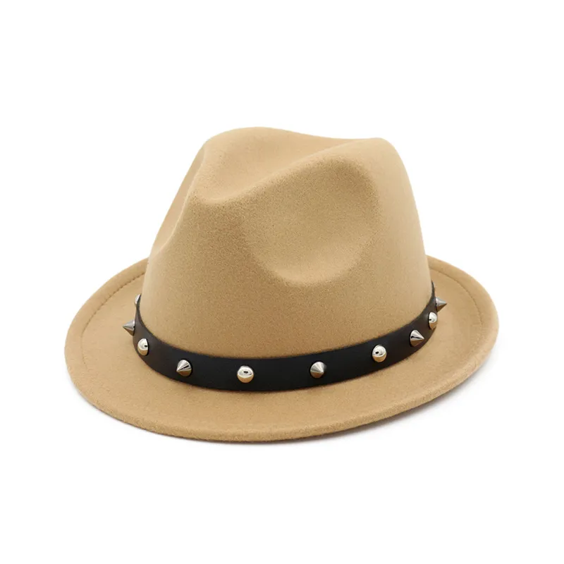 Style britannique unisexe laine feutre Jazz casquette mode Fedora chapeaux avec rivet hommes femmes automne hiver chapeaux pour hommes femmes Gentleman Hat2986