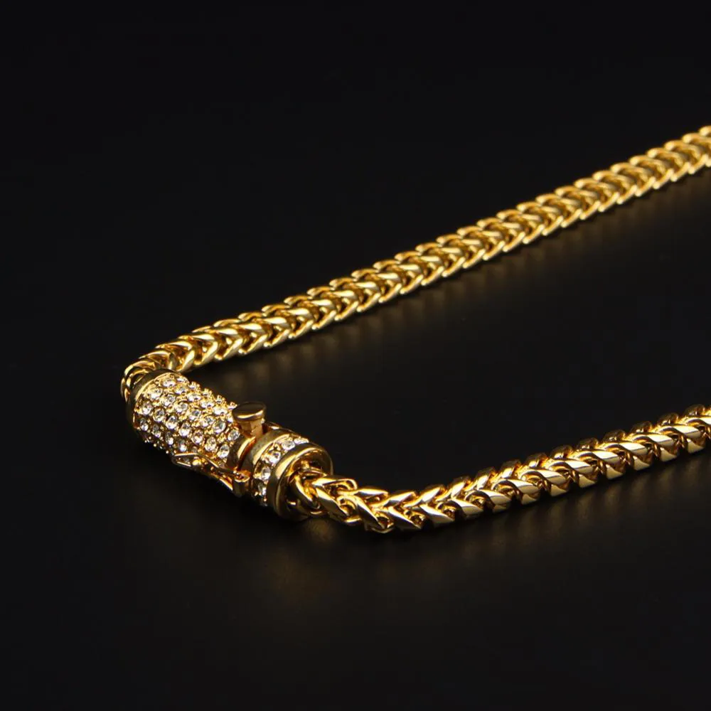 30 męski naszyjnik Hip Hop Losowany 6 mm złoto ze stali ze stali nierdzewnej kubańskie łańcuch łańcuchowy Naszyjnik kraku kraku kraku 241n