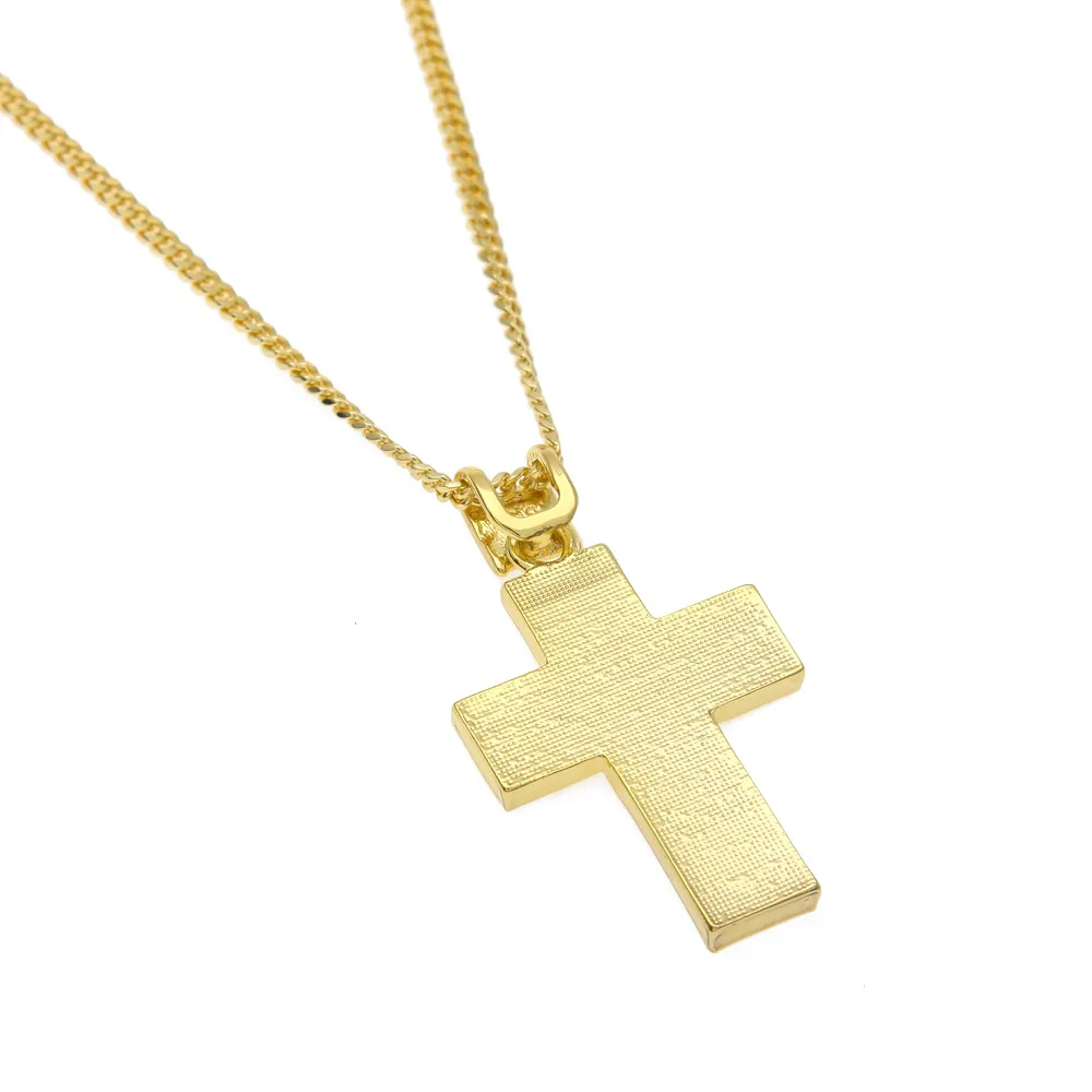 Bijoux hip hop masculin 18k Gold Silver plaqué Fashion Bling Bling Cross Pendante Men Collier pour cadeau présent chrétien2348