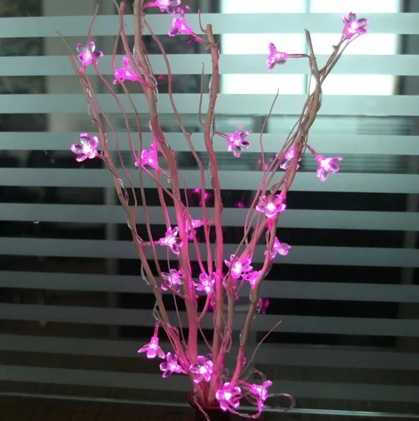 Dried Flowers Tree LED Light Branches Natural 25 Cherry Tree Flowers Room Christmas Ornament Light Garland