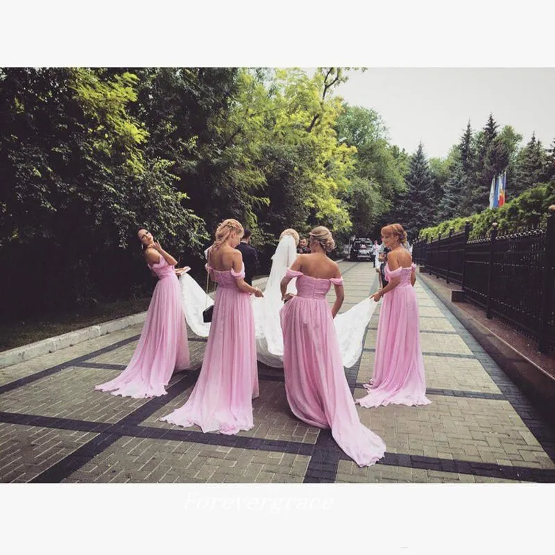 Bohemian Chiffon Long Bridesmaid Dresses 2018 A Line Boho Country Wedding Guest Dresses Prom Party Dress Rustic Plus Size vestido longo