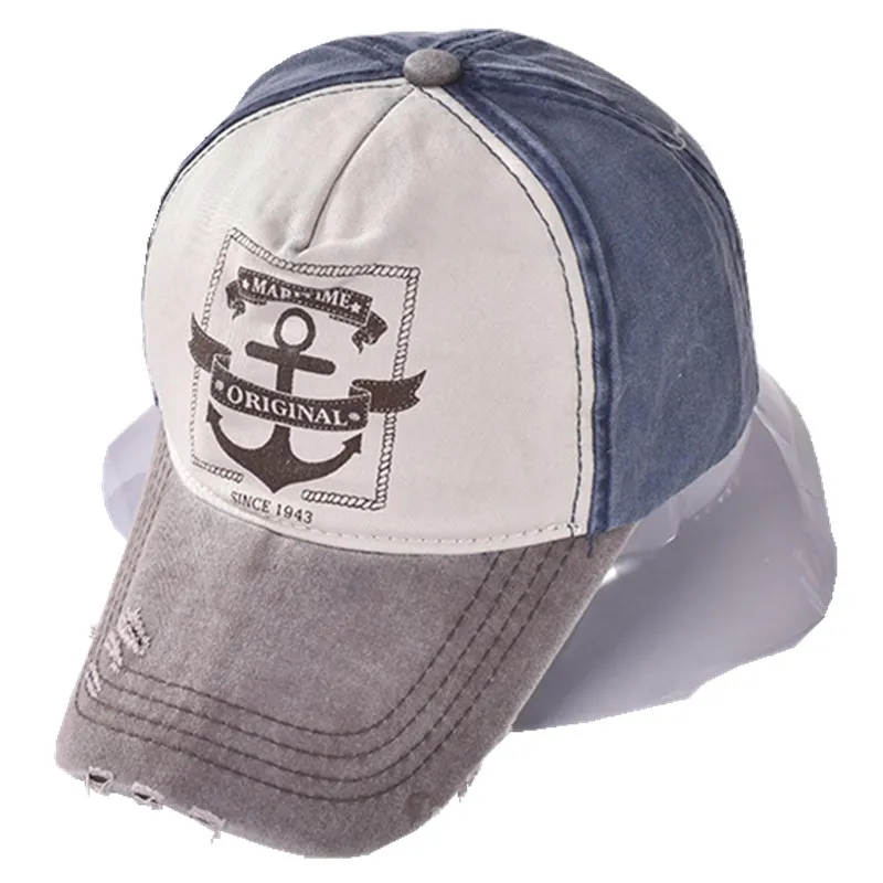 Pirate Ships Anchor Printing Baseball Cap Multicolor Vintage Hat Washed Canvas Caps Justerbara hiphophattar för män och kvinnor2974