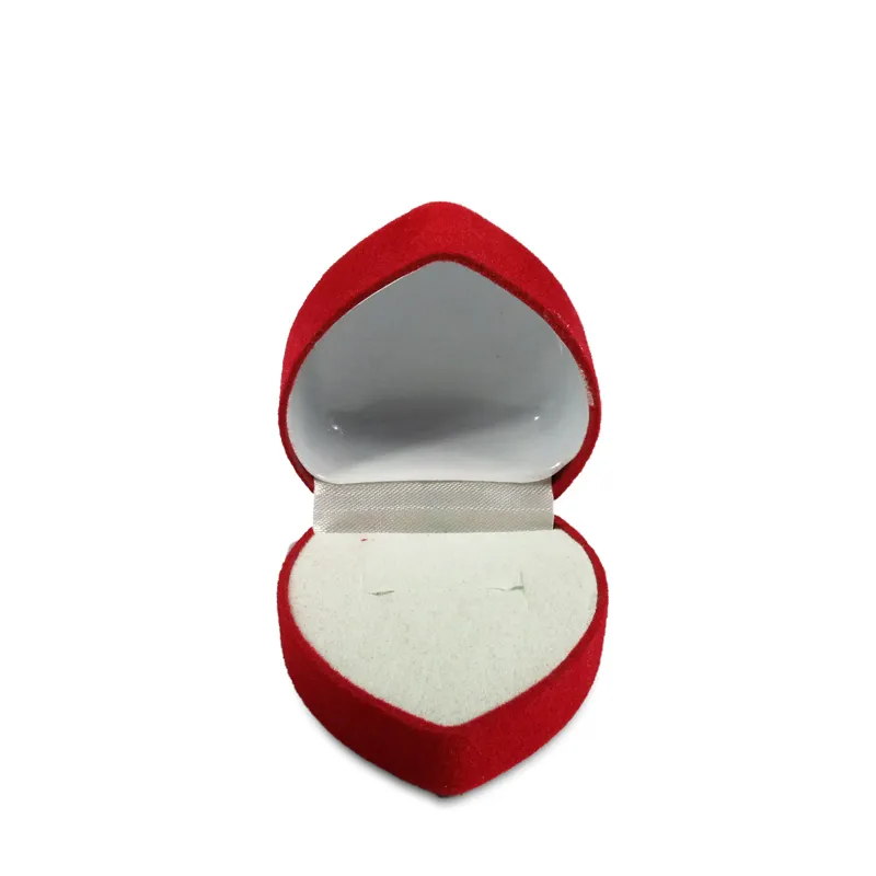Mini schattige rode draagtassen opvouwbare rode hartvormige ringdoos voor ringen Deksel open fluwelen displaydoos sieradenverpakking 24 stuks 1903