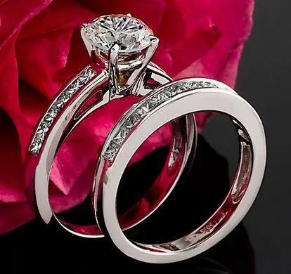 2 75 CT -rundklippning Simulering Diamond Engagement Ring vs D Enhanced 14K White Gold245s