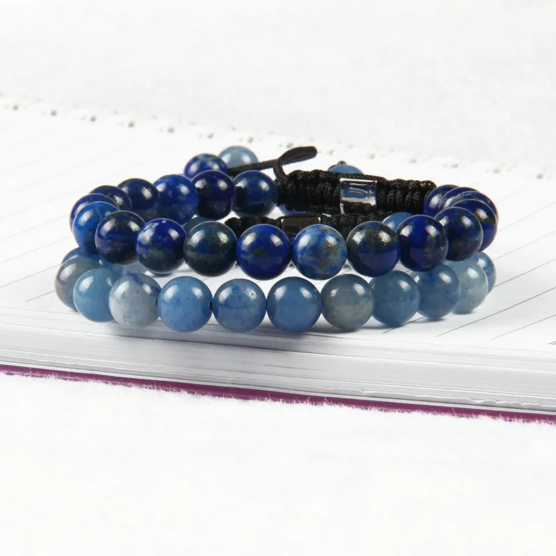 Whole Shambhala Bracelets 8mm Natural Tiger Eye Lapis Lazuli Light Green And Blue Aventurine Stone Beads With Silver Square 3262