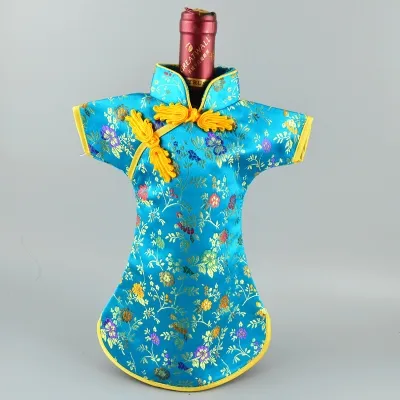 Vêtements de satin de soie de style chinois pour vins de bouteille de bouteille robe sac de protection Home Party Table de décoration Bouteille Pochette de l'emballage / Fit 750ml