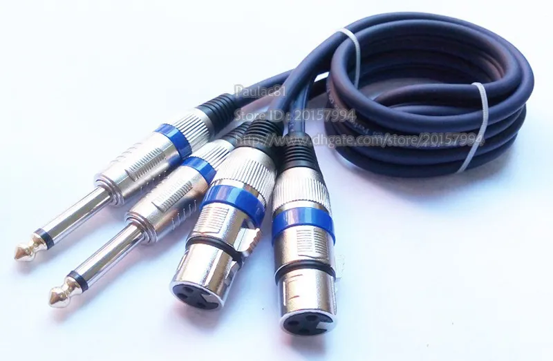 Audio Cables, Dual Microphone XLR 3Pin Female Speaker Jack to Dual 6.35MM Mono Male Plug Connector MIC Cable About 1M/