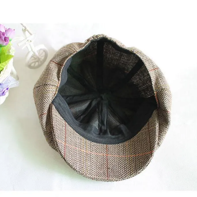 Intero Uomo Donna Retro Baker Boy Cappello Newsboy Gatesby Tweed Country Golf Sun Berretto piatto 303r