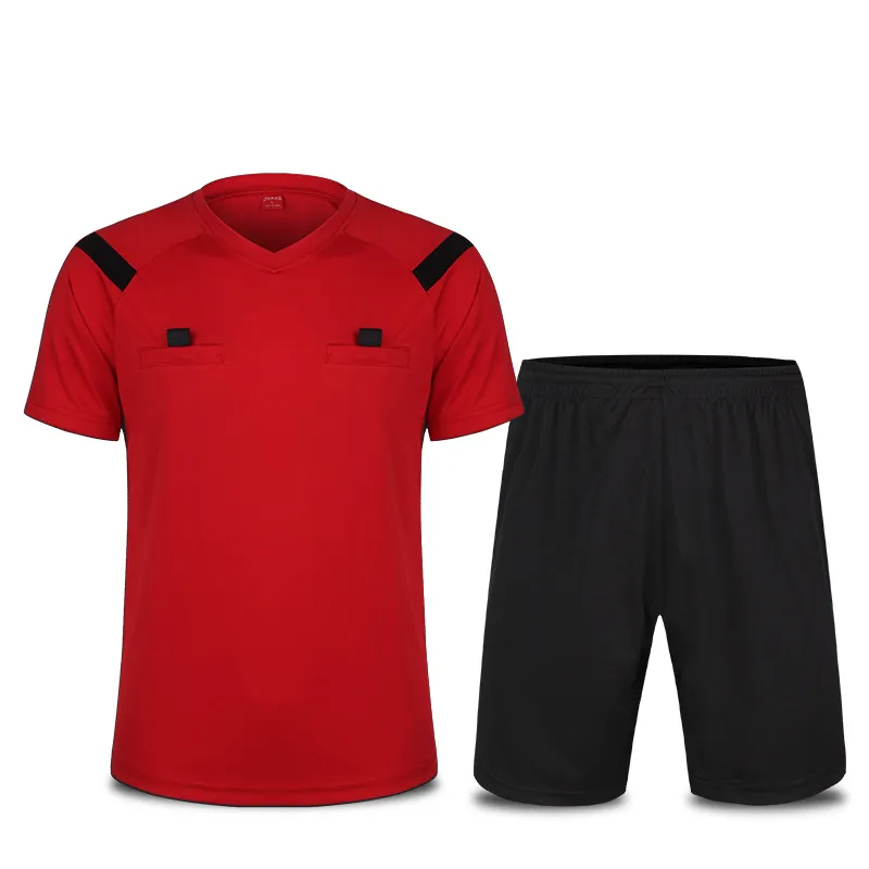 Voetbalscheidsrechter pak set effen kleur voetbalscheidsrechter Jersey uitrusting korte mouw heren en dames professionele competitie T-shirt249W