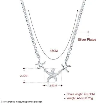 Três colar de jóias estrelado atacadistas 925 moda prata Colar yN910