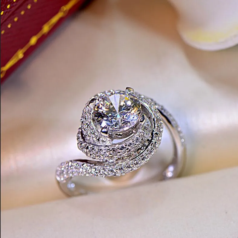 Gorgeous line Wide ring Women Brand Luxury 925 Sterling silver 3CT CZ Diamond gemstone rings Jewelry Cocktail Wedding Band Ring fo332v