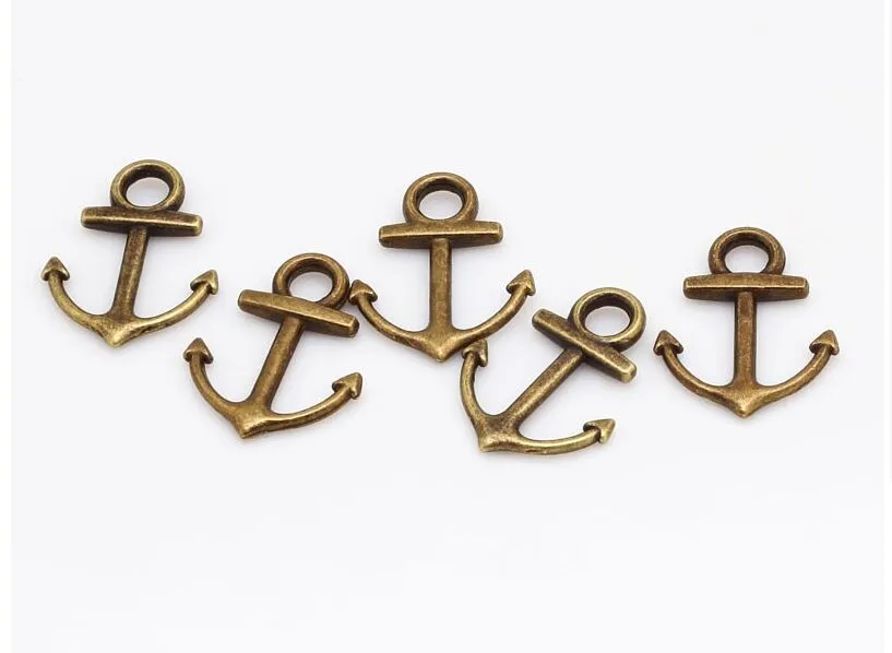 4 kolor Metal Mała morska kotwica Charms Antique Srebrne Brązowe Złoto do biżuterii Making DIY Anchor Carms Carms 1246M