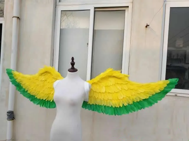adultes charme ailes de fée ailes de plumes d'ange jaune pour le tir correspondent scène T spectacle décoration Mall créatif props Livraison gratuite EMS