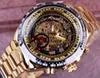 Zwycięzca klasyczny serial Golden Ruch wewnątrz srebrnego stali nierdzewnej szkieletu zegarek najlepsza marka luksusowa moda automatyczna zegarek187V