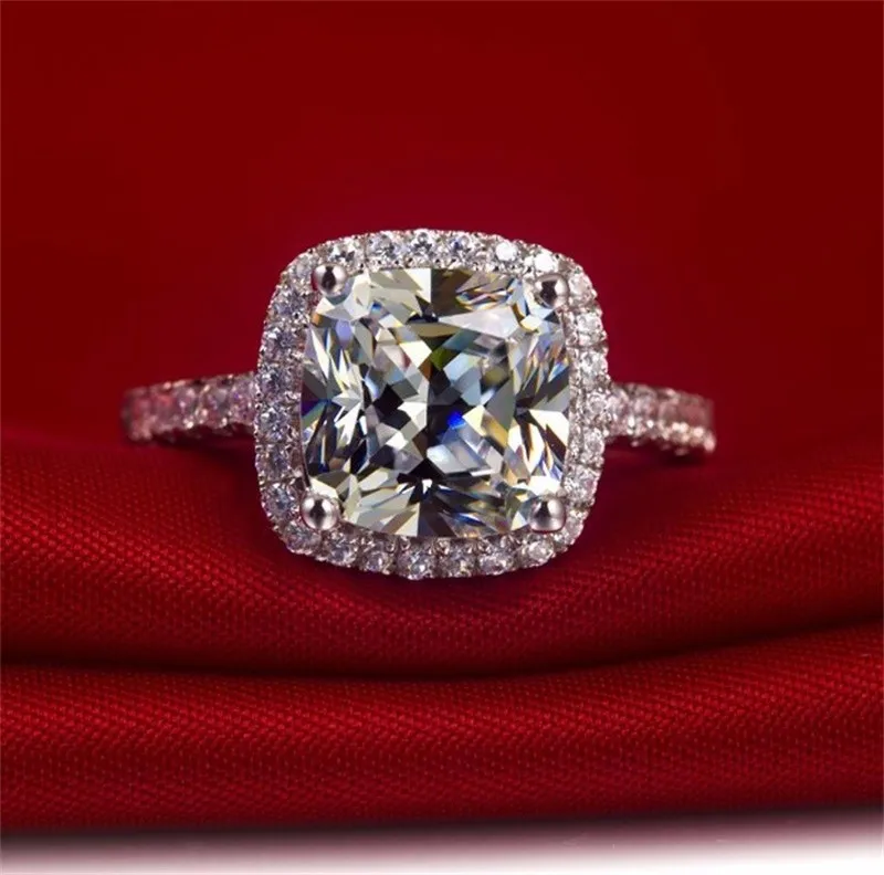 Yhamni Real 100 ٪ 925 Sterling Silver Rings بالكامل ترصيع 3 قيراط Sona محاكاة CZ خواتم الزفاف للنساء RH0022429