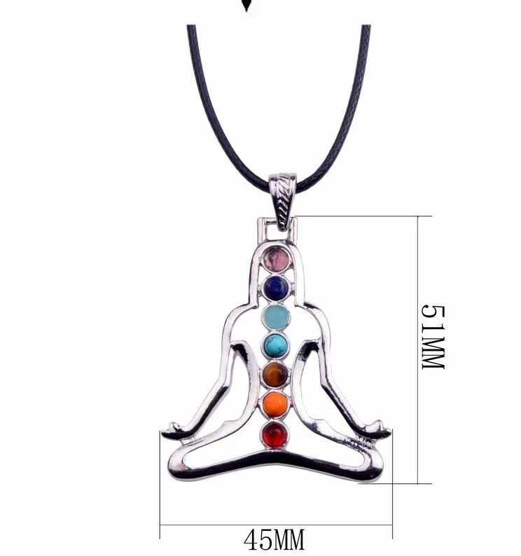 7 Chakra Reiki Stones genezen kristal kettingen hangers gezondheid amulet 3d symbolen stenen charmes hanger yoga ketting collier289t