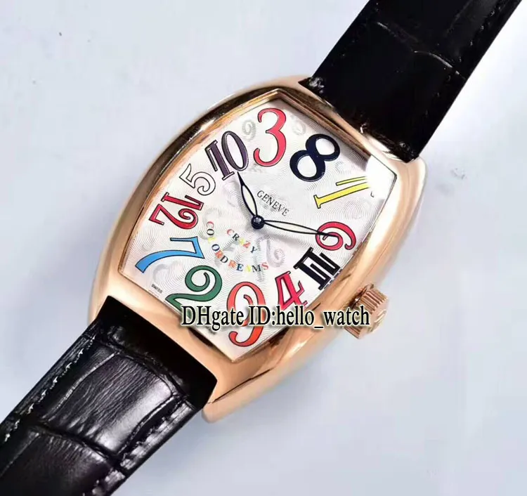 CRAZY HOURS 8880 CH COLOR DREAMS Automatische herenhorloge met witte wijzerplaat Bounce zilveren kast Witte lederen band Sport nieuwe Gent Watches254F