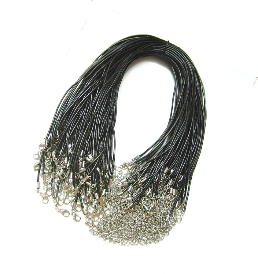 / lote preto 2mm de couro real colar fio de corda para DIY artesanato moda jóias presente w2