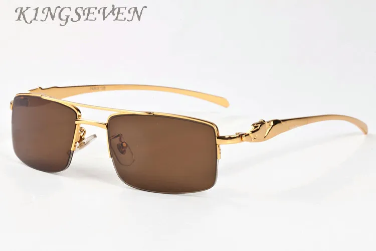 Mode solglasögon för män buffelhorn glasögon guld silver mentala ramar svart grå gröna röda linser med originallåda och 2994