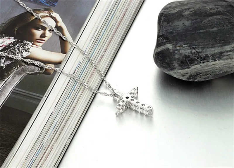 Yhamni luxo original 925 prata esterlina cruz pingente colar princesa luxo diamante colar pingente para senhoras e mulheres n1239k