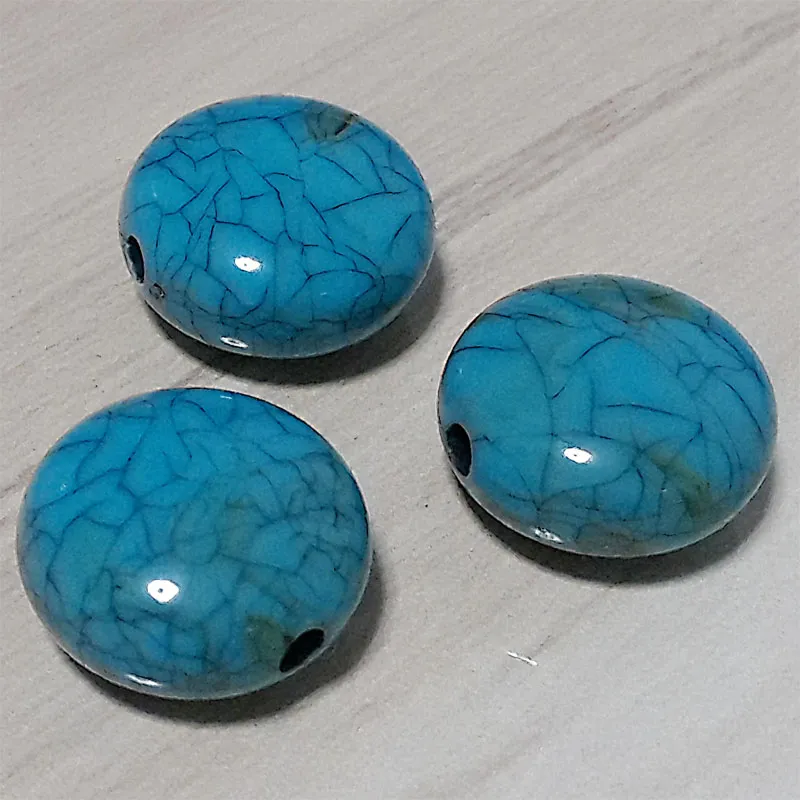 50 szt. 10x17 mm płaskie okrągłe luźne koraliki trzask akrylowe trzaskane turkusowe koraliki do majsterkowania biżuterii tworzenia akcesoriów 210V