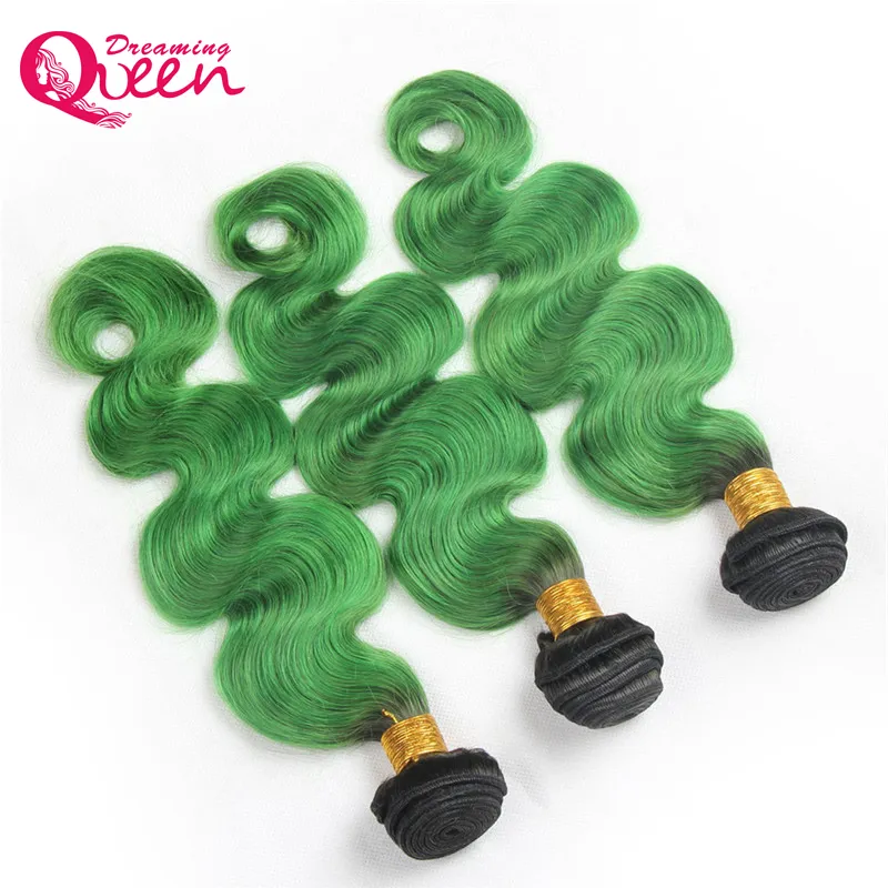 #T1B Emerald Green Body Wave Ombre Brazilian Human Hair Extensions Brazilian Virgin Human Hair Weaves 3 Bundles Ombre Hair Bundles