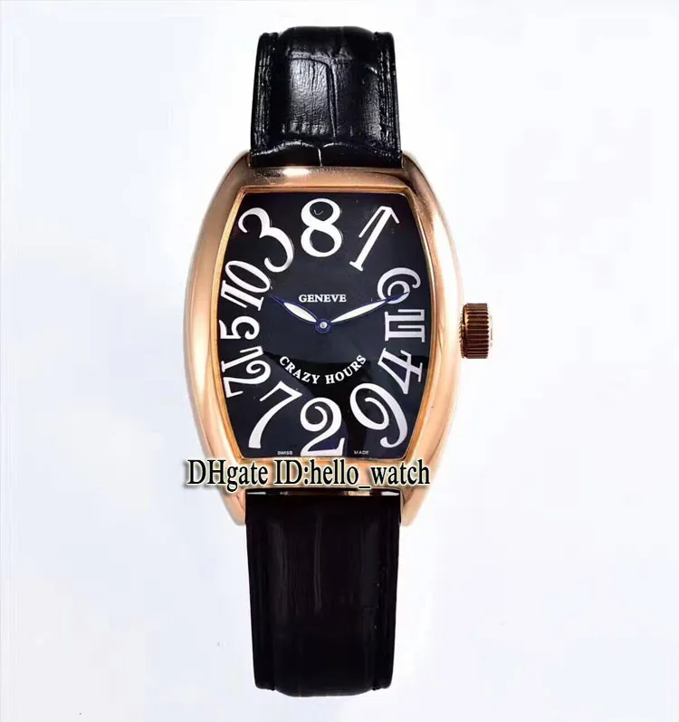 New Crazy Hours Color Dreams 8880 CH Black Dial Automatic Mens Watch Rose Gold Case Leather Strap High Quality Gents Watches Hello286o