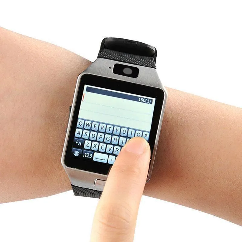 DZ09 Smart Watch Wrisbrand Android iPhone Sim Sim Mobile Sleep State Watchs مع Package2508