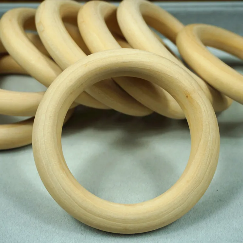 Natural Color Wood Teething Beads Wooden Ring Beads Baby Teether DIY Kids Jewelry Toss Games 15- 50mm154m