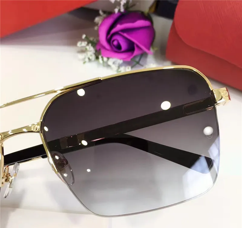Herren-Sonnenbrille, quadratisch, goldgrau, mit Verlaufsglas, Halbrahmen, quadratische Sonnenbrille, neu mit Box310K