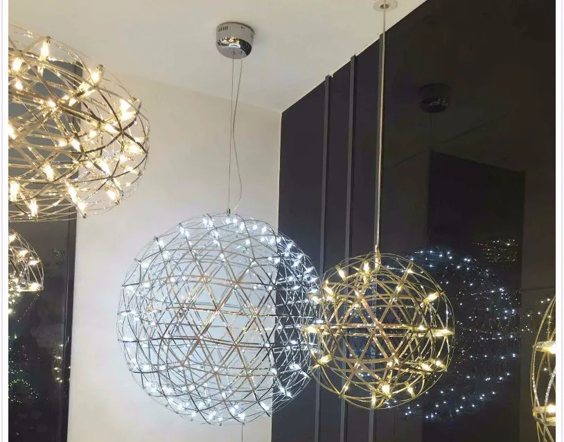 moderne woonkamer hanglamp licht roestvrijstalen bal led kroonluchter vuurwerk licht restaurant villa el project hanger li268c